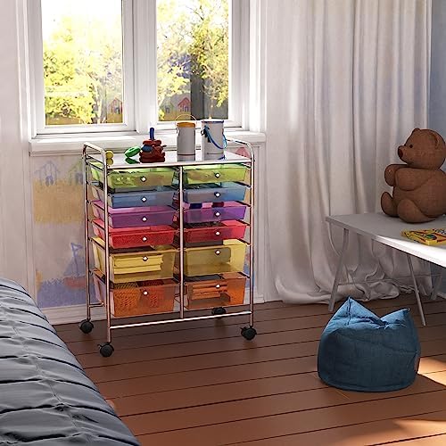 Simple Houseware 12 Drawers Rolling Utility Cart Organizer, Multicolor - Image 6