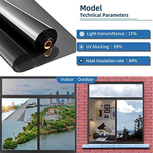 XIAWEI One Way Window Privacy Film with Tools, 41.3In×16.4Ft, Saturn Grey - Image 3