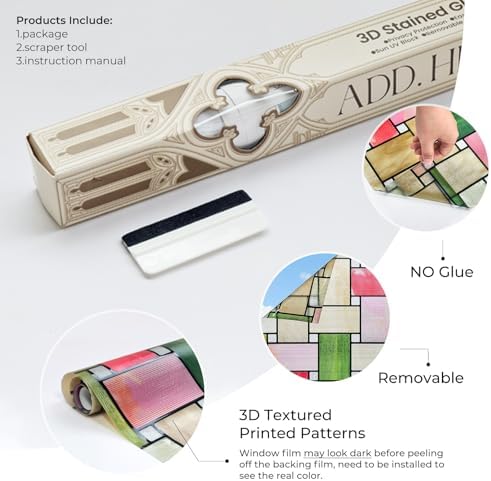 ADD.HERES Window Privacy Film, 3D Stained Glass Window Film, 23.6x35.4in - Image 3