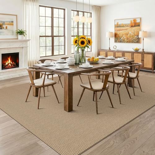 KOZYFLY Farmhouse 7.5x10 Rugs for Living Room, Non Slip Woven Area Rugs, Braided Floor Carpet for Entryway, Kitchen, Bedroom, Dining Room, Office, Cotton Rug Indoor Decor, Orange Beige/Tan/Brown - Image 2