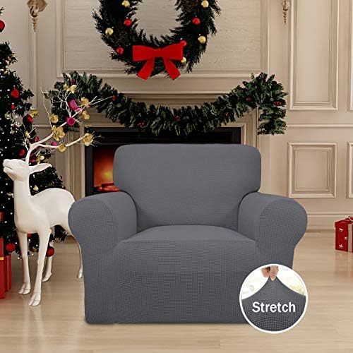 Easy-Going Stretch Chair Slipcover with Arm Washable Gray - Image 2