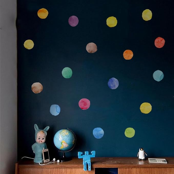 Rainbow Polka Dot Wall Stickers Peel and Stick Decals 6 Sheets | Peel & stick, no residue, watercolor, nursery kids room bedroom playroom classroom decor, DIY craft, safe non-toxic material - Image 7