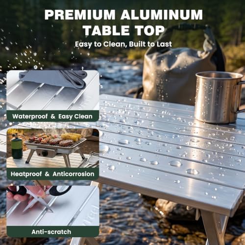 SUNNYFEEL Folding Camping Table - Lightweight Aluminum Portable Picnic Table for Cooking, Beach, Hiking, Travel, Fishing, BBQ, Indoor Outdoor Small Foldable Camp Tables - Image 6