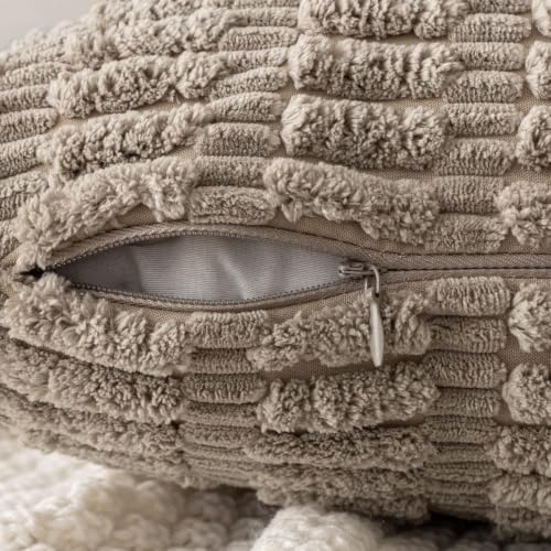MIULEE Lumbar Corduroy Decorative Throw Pillow Covers 12x20 Light Brown - Image 6