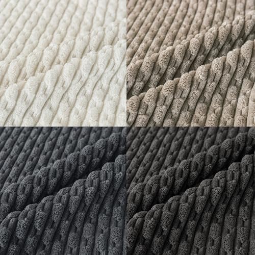 Set of 4 Grey White Taupe Decorative Throw Pillow Covers 18x18 Inch Corduroy Pillow Covers for Bed Couch Sofa Living Room Soft Square Cushion Cases - Image 3