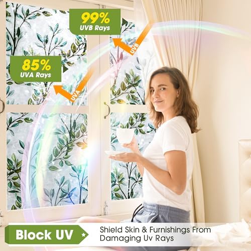 Window Privacy Film Stained Glass Window Film Decorative Static Cling Frosted Glass Cover Window Tint for Home Non-Adhesive 3D Laser UV Blocking - Image 3