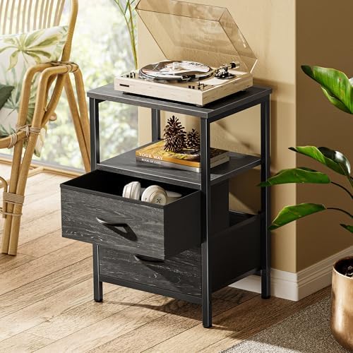Huuger Night Stand Set of 2, Nightstand with 2 Drawers, Bedside Table - Image 2