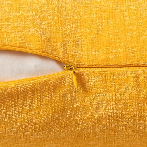 MIULEE Soft Chenille Throw Pillow Covers Goose Yellow 18x18 Inch Pack of 2 - Image 3