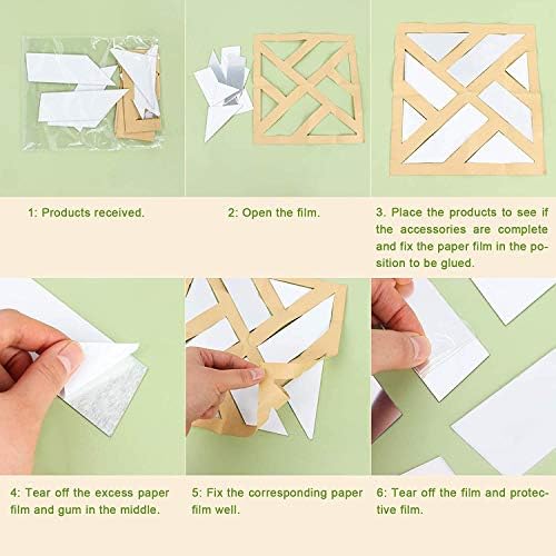 3D Mirror Wall Stickers, 4 Pcs Acrylic Square Geometric Pattern DIY Art Decal, Self Adhesive Mirror Plastic Wall Sheet Tiles Home Decoration for Living Room Bedroom Stair Wall Decor (4 pcs) - Image 4