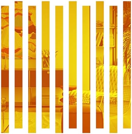 10Pcs DIY Striped Mirror Stickers 1.96" Wide Self Adhesive Removable Long Acrylic Frameless Mirror Sheets for Home Living Room Bedroom DIY Decor (Dark Orange) by Nicerity