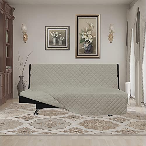 Easy-Going Reversible Couch Cover, Large Futon Sofa, Beige/Beige - Image 2