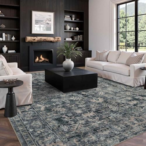 Rugxara Blue 8x10 Area Rugs for Living Room Bedroom Large Washable Rug - Image 3