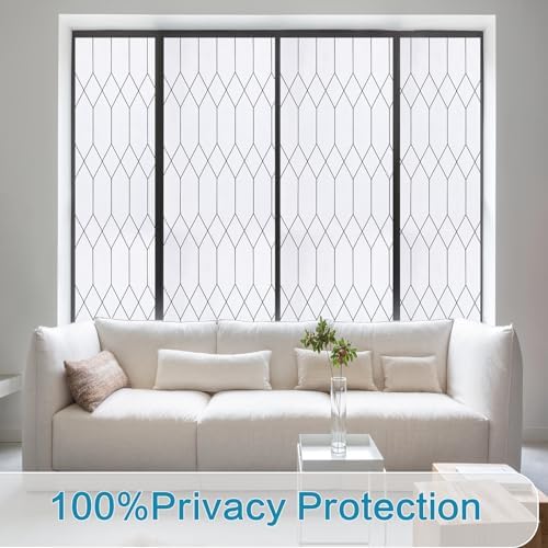 Window Privacy Film, Moroccan Pattern Static Cling, White, 29.5" x 78.7" - Image 2