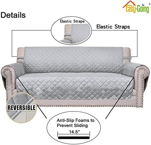 Easy-Going Reversible Couch Cover, 2 Cushion Sofa, Light Gray/Ivory - Image 3