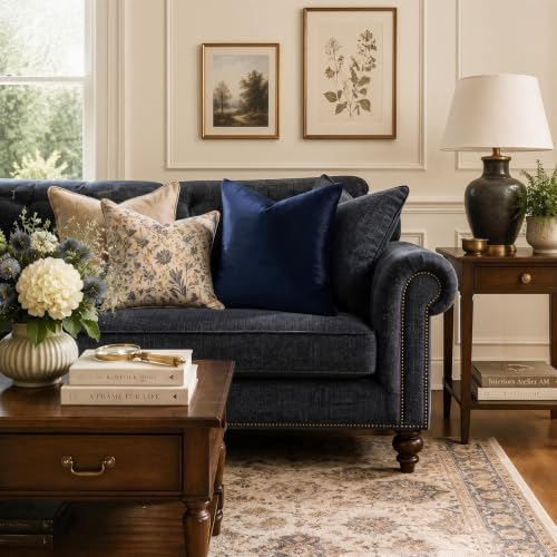 GIGIZAZA Navy Velvet Pillow Covers 20x20 Decorative Pillows Pack of 2 - Image 2