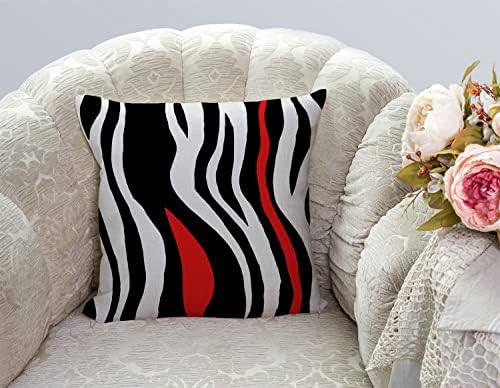 TSSOHU Throw Pillow Cover Geometric Black and White Red Abstract Line Decorative Pillow Case Home Decor Square 18x18 Inches Pillowcase - Image 3