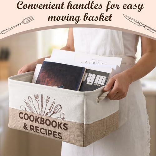 Marsui 1 Pcs Cookbook & Recipe Book Basket Cook Lover Gifts , White Brown - Image 3