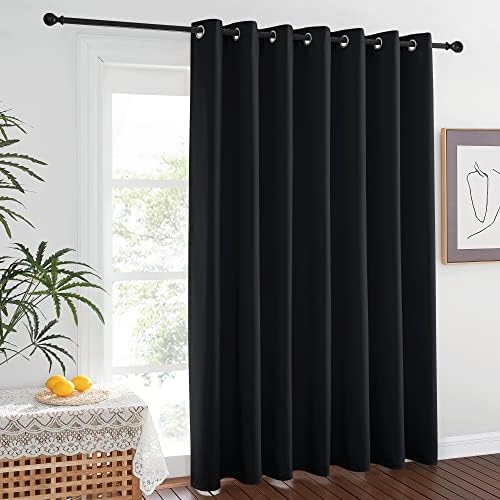 NICETOWN Room Separating Divider 132" Long, Room Divider Curtain Screen Partition, Function Thermal Blackout Patio Sliding Door Panel, Insulated Curtain, Black, 8.3ft Wide x 11ft Long - Image 7