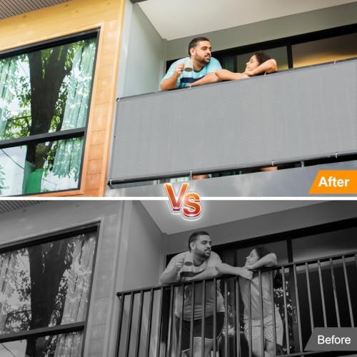LOVE STORY 3' x 10' Waterproof Balcony Privacy Screen Cover, Grey - Image 4