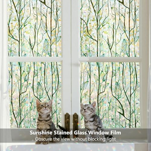 Finnez Window Privacy Film Stained Glass, Rainbow Grove 45.2″ x 78.7″ - Image 3
