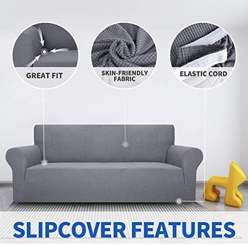MAXIJIN Stretch Chair Cover Chair Slipcovers with Arms, 1-Piece Couch Sofa Chair Covers for Living Room, Non Slip Armchair Cover (31"-46") Furniture Protector Dogs Pet Friendly (Chair, Light Grey) - Image 5
