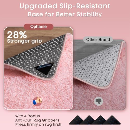 Ophanie Small Rug Washable Non Slip Throw Bedside Area Rugs, Fluffy Soft Pink Mini Bedroom Carpet, Affordable Door Entryway Indoor Inside Front Entrance Dog 2x3 Mat, Home Decor Aesthetic, Nursery - Image 4