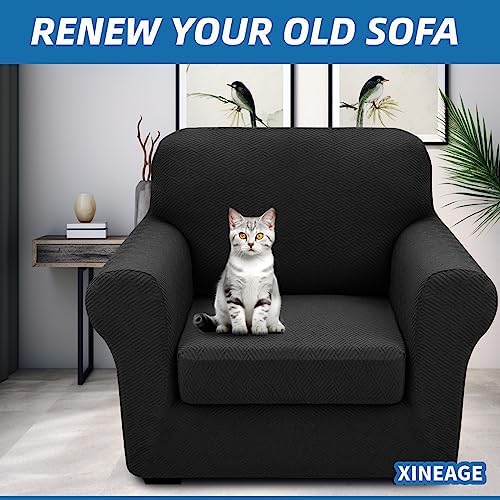 XINEAGE 2-Piece Stretch Armchair Sofa Cover, Washable Couch Covers for Dog - Image 4