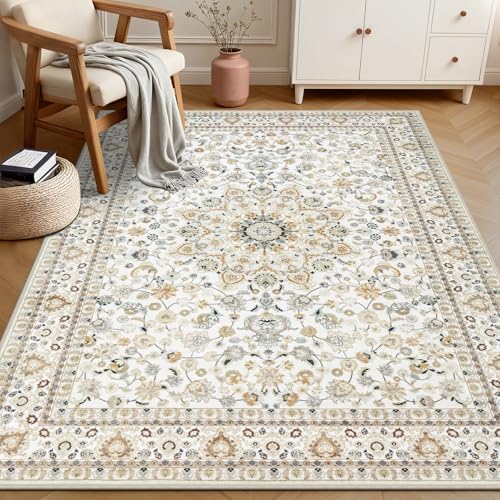 4x6 Area Rugs Living Room: Washable Vintage Rug for Bedroom Beige - Image 4