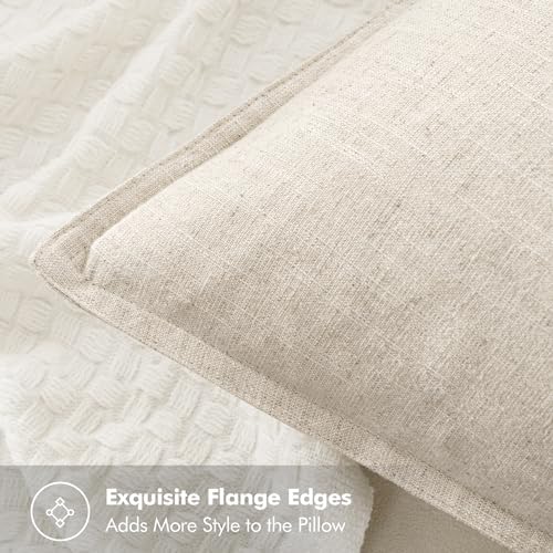 MIULEE Decorative Linen Pillow Covers 18x18 Inch Natural Beige - Image 2