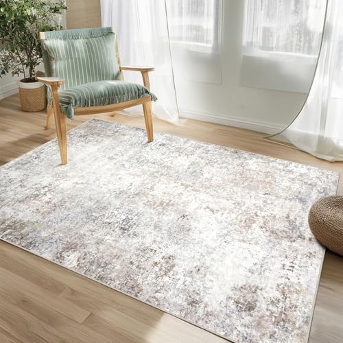 Beige Grey Washable Rugs 3x5 Area Rugs for Living Room,Bedroom,Dining Room by Srugn