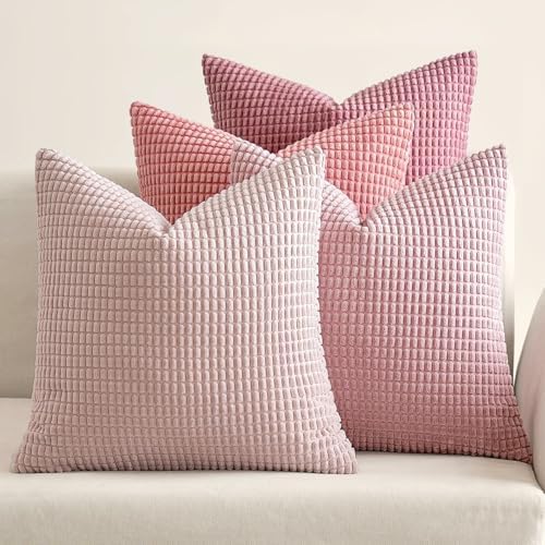 MIULEE Decorative Pillow Covers 18x18 Inch Set of 4 Aesthetic Pink by MIULEE