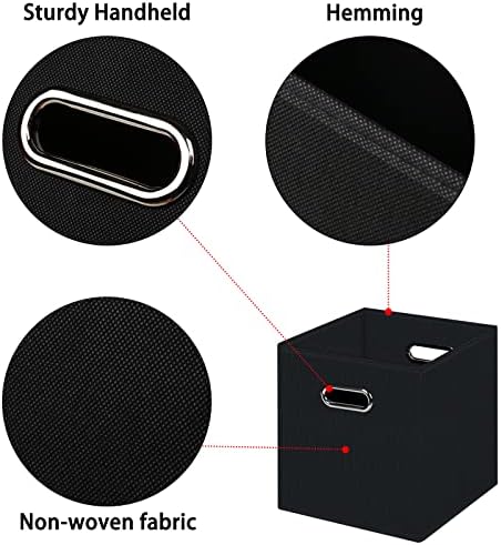 Black Foldable Storage Cubes Bins , Fabric Storage Box Cubes Organizer Baskets with Dual Handles for Home Organizer (Black) - Image 7