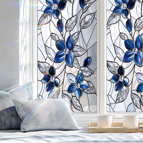 Stained Glass Window Privacy Film Static Cling - Rainbow Glass Decorative Sun Blocking Window Covering, Non-Adhesive Removable Stickers for Home & Office, 17.5" x 39.3" - Image 4