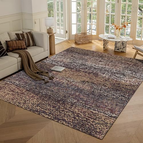 RUGSURE Washable Area Rug - 1/6 Thick - Stain & Water Resistant Non-Slip - Resistant Rug for Living Room, Bedroom, Nursery, Pet & Child Friendly, Vintage Charm Area Rugs (Rust, 4' x 6') by RUGSURE