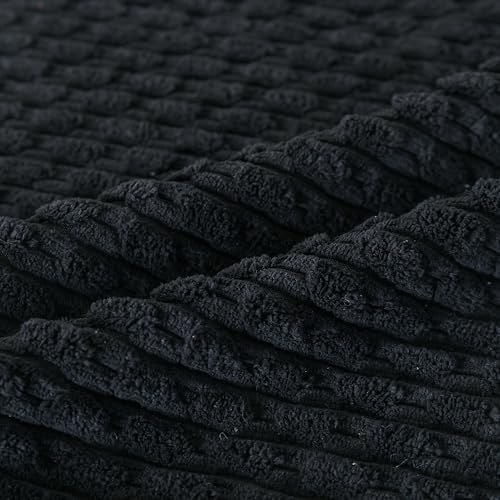 Set of 4 Black Decorative Throw Pillow Covers 22x22 Inch Corduroy Pillow Covers for Bed Couch Sofa Living Room Soft Square Cushion Cases - Image 5