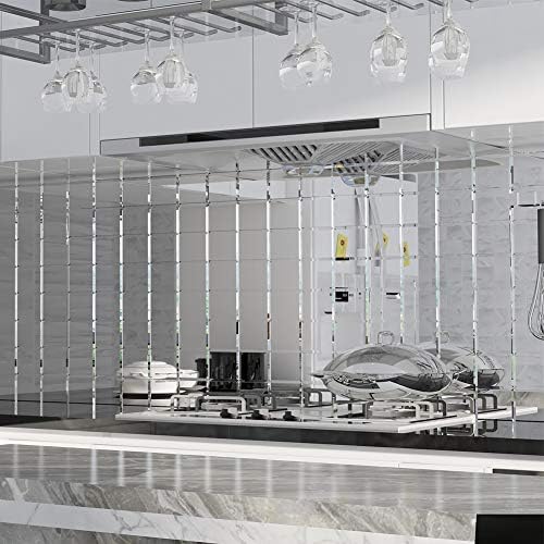Beveled Mirror Tile, 4x4 Inch Mirror Square Tiles for Kitchen Backsplash Bathroom Shower Wall 46 Pcs, 5 SQ.FT - Image 2