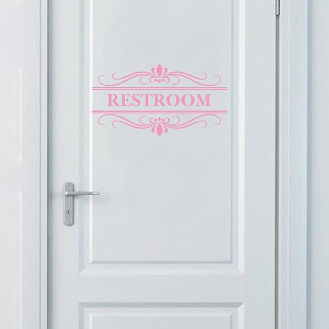 Restroom Sign Wall Decal Vinyl Pink Stickers, Removable Cute Art Design DIY Mural Wallpaper for Women Restroom Bathroom Washroom WC Toilet Office Home Decoration | Removable, Cute Art Design, For Women Restroom Bathroom Washroom WC Toilet, DIY Mural Wa... - Image 2