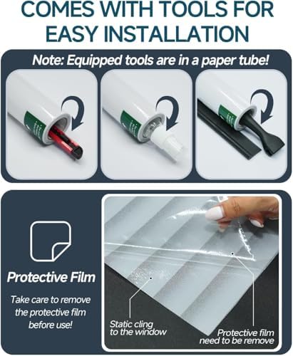 Window Privacy Film Blinds with Tools, Blinds, 29.6" x 118.1" - Image 4