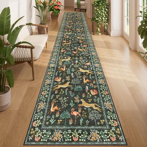 DUKINO 2x14 Runner Rug for Hallway, Soft Animal Washable Runner Rug, Black by DUKINO