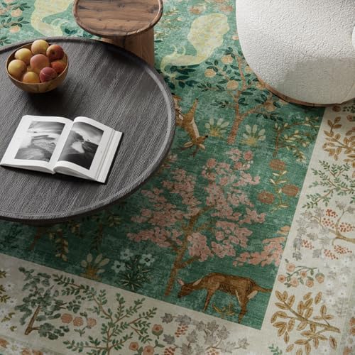 Machine Washable Rugs for Living Room: 9x12 Bedroom Rug Vintage Area Rug Stain Resistant Non Slip Low Pile Lightweight Soft Carpets for Living Room Dining Room Kitchen Nursery Kids Room Farmhouse - Image 3