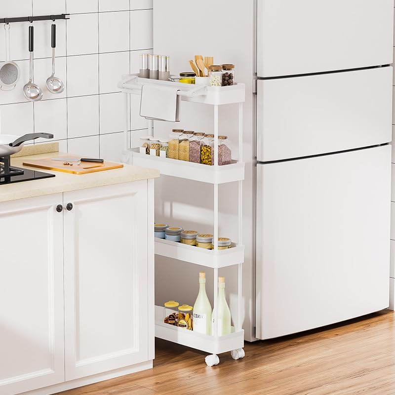 4 Tier Slim Storage Cart with Rolling Wheels (15.3" L x 4.7" W x 39.3" H) - Image 5