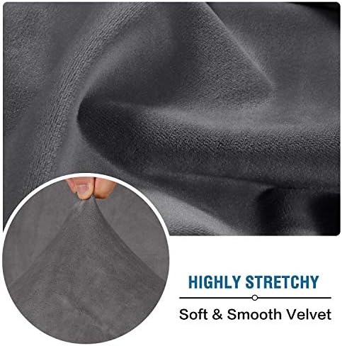 H.VERSAILTEX Velvet Stretch Couch Cushion Cover Plush Cushion Slipcover for Chair Loveseat Sofa Cushion Furniture Protector Seat Cushion Sofa Cover (3 Piece XL Sofa Cushion Covers, Grey) - Image 5