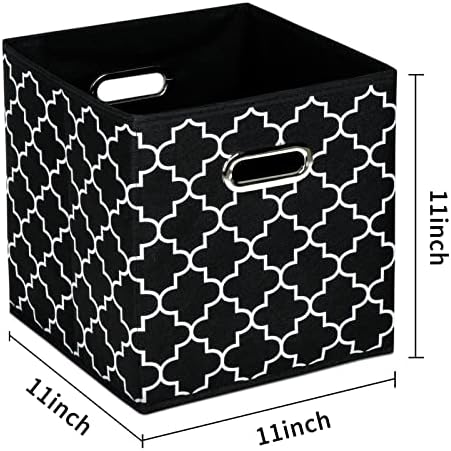 Fabric Cloth Storage Bins,Fabric Cube Organizer with Dual Handles Foldable Cube Storage Baskets for Home Bedroom Storage,Set of 3,(Black light) - Image 2