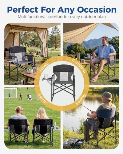 Oversized Director Camping Chair 2-Pack with Side Table, Black - Image 7