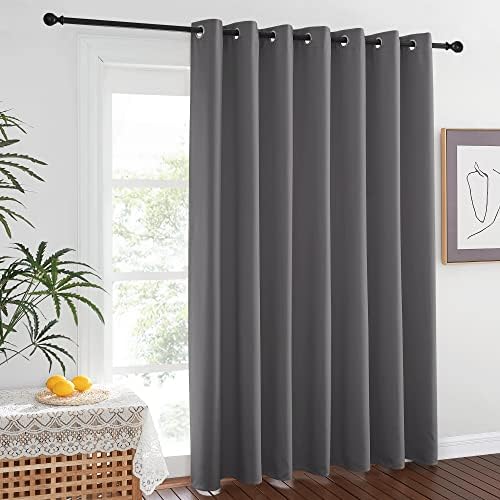 NICETOWN Room Dividers Curtains Screens Partitions, Premium Heavyweight Laundry Room Divider for Office, Vintage and Sliding Room, Including 16 Silver Ring Top (1 Panel, 15ft Wide x 7ft Long, Gray) - Image 7