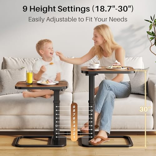 Adjustable Height TV Tray Table for Couch, Flip-Top Design - Image 4