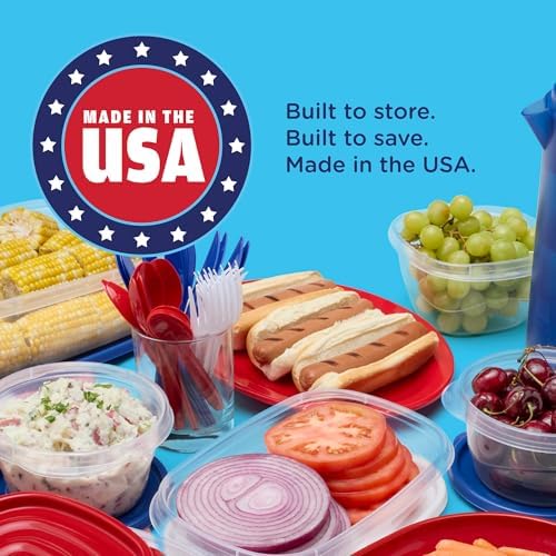 Rubbermaid TakeAlongs Special-Edition Americana 24-Piece Set of Food Storage Containers with Lids, Including Party Platter and Twist & Seal Container, QuikClik Seal, BPA-Free - Image 4