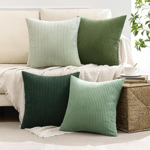 MIULEE Soft Corduroy Decorative Throw Pillow Covers Forest Green 22x22 - Image 4