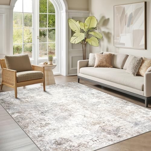 Beige Grey Washable Rugs 5x7 Area Rugs for Living Room,Bedroom,Dining Room by Srugn