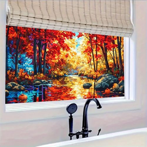 HOMETITUTE Autumn Forest Scenic Privacy Window Film 39.3x17.7 Inch PVC - Image 5
